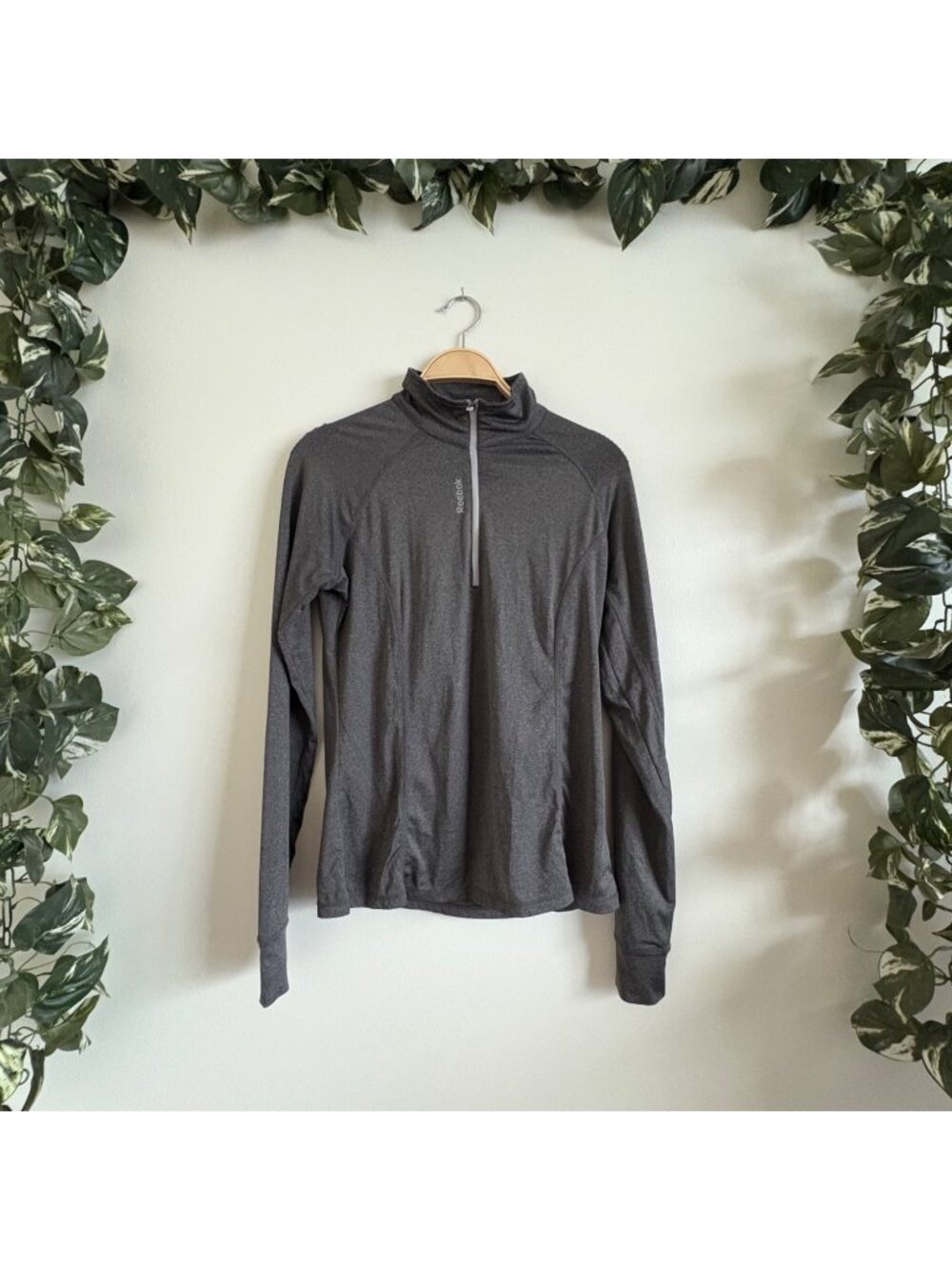 Reebok Athletic 1/4 Zip Performance Jacket Heathered Grey Women’s Size M